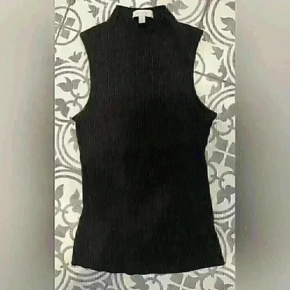 Eri + Ali (Anthropologie) black ribbed sleeveless top